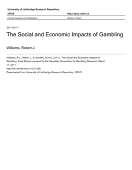 The Social and Economic Impacts of Gambling