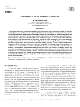 FOCUS Management of Potato Nematodes