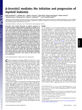 Β-Arrestin2 Mediates the Initiation and Progression of Myeloid Leukemia