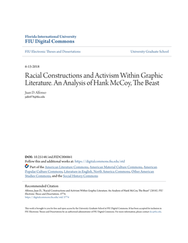 Racial Constructions and Activism Within Graphic Literature. an Analysis of Hank Mccoy, the Beast Juan D