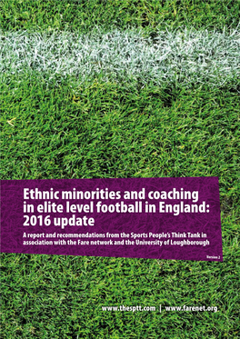 Ethnic Minorities and Coaching in Elite Level Football in England: 2016 Update