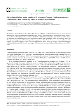 Warneckea Albiflora, a New Species of W. Subgenus Carnosae (Melastomataceae— Olisbeoideae) from Coastal Dry Forest in Northern Mozambique