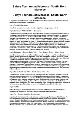 9 Days Tour Around Morocco, South, North Morocco 9 Days Tour Around Morocco, South, North Morocco 9 Days Tour Around Morocco, South, North Morocco