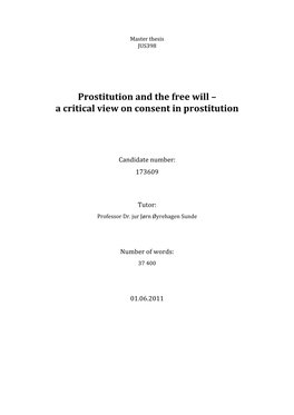 A Critical View on Consent in Prostitution