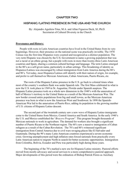 Hispanic/Latino Presence in the Usa and the Church