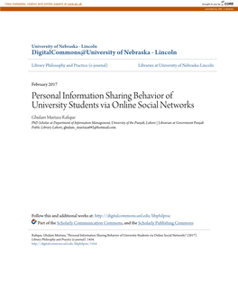 Personal Information Sharing Behavior of University
