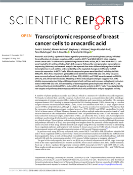 Transcriptomic Response of Breast Cancer Cells to Anacardic Acid David J