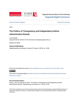 The Politics of Transparency and Independence Before Administrative Boards