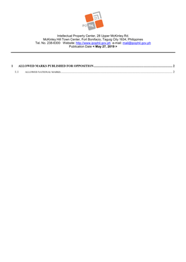 Intellectual Property Center, 28 Upper Mckinley Rd. Mckinley Hill Town Center, Fort Bonifacio, Taguig City 1634, Philippines Tel