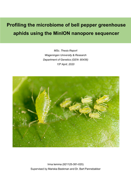 Profiling the Microbiome of Bell Pepper Greenhouse Aphids Using the Minion Nanopore Sequencer