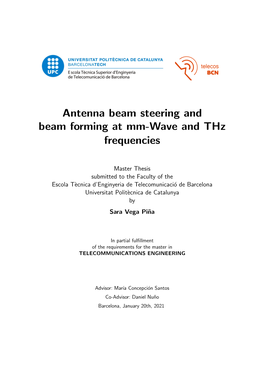 Antenna Beam Steering and Beam Forming at Mm-Wave and Thz Frequencies
