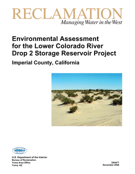Environmental Assessment for the Lower Colorado River Drop 2 Storage Reservoir Project Imperial County, California