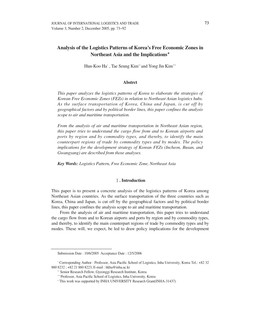 Analysis of the Logistics Patterns of Korea's Free Economic Zones In