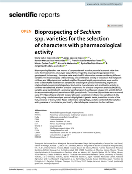 Bioprospecting of Sechium Spp. Varieties for the Selection Of