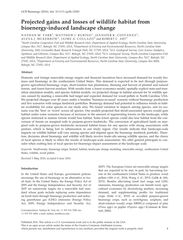 Projected Gains and Losses of Wildlife Habitat from Bioenergy-Induced Landscape Change