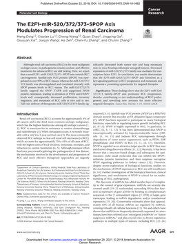 The E2F1–Mir-520/372/373–SPOP Axis Modulates Progression Of