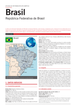 FICHA PAÍS Brasil República Federativa De Brasil
