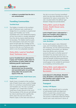 Travelling Communities Policy BU4, Land at Tansfield Stud, Tanhouse