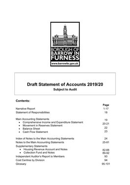 Draft Statement of Accounts 2019/20 Subject to Audit