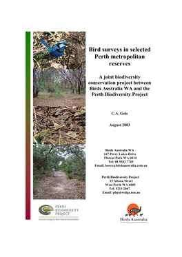 Bird Surveys in Selected Perth Metropolitan Reserves