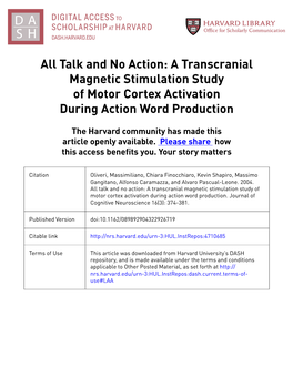 All Talk and No Action: a Transcranial Magnetic Stimulation Study of Motor Cortex Activation During Action Word Production