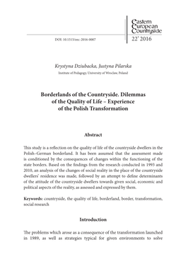 Borderlands of the Countryside. Dilemmas of the Quality of Life – Experience of the Polish Transformation