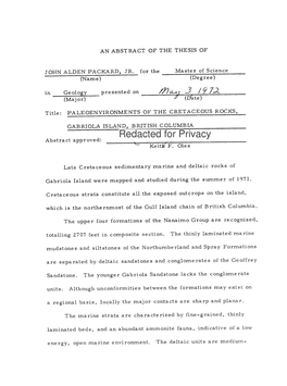 Paleoenvironments of the Cretaceous Rocks, Gabriola Island, British Columbia