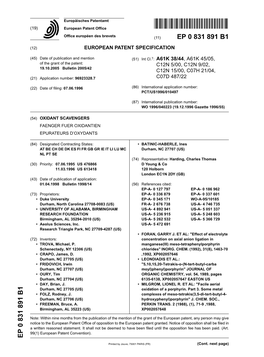 Oxidant Scavengers Faenger Fuer Oxidantien Epurateurs D’Oxydants