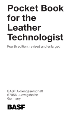 Pocket Book for the Leather Technologist Fourth Edition, Revised and Enlarged