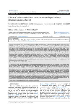 Effects of Various Antioxidants on Oxidative Stability of Anchovy