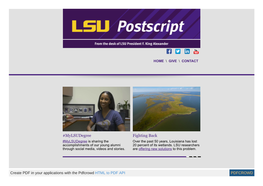 Mylsudegree Fighting Back #Mylsudegree Is Sharing the Over the Past 50 Years, Louisiana Has Lost Accomplishments of Our Young Alumni 20 Percent of Its Wetlands