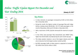 Airline Traffic Update Report for December and Year Ending 2016