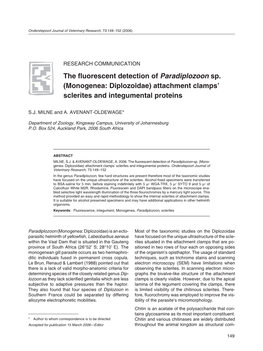 Monogenea: Diplozoidae) Attachment Clamps’ Sclerites and Integumental Proteins