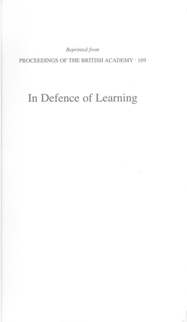 In Defence of Learning