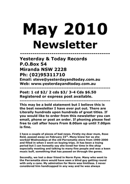 Newsletter May 2010