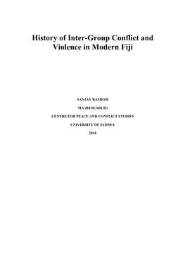 History of Inter-Group Conflict and Violence in Modern Fiji