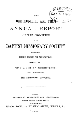 A O U a L Report Baptist Missionary Society