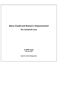 Microcredit and Women's Empowerment: the Lokadrusti Case