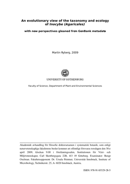 An Evolutionary View of the Taxonomy and Ecology of Inocybe (Agaricales)