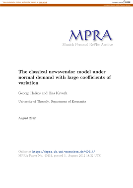 The Classical Newsvendor Model Under Normal Demand with Large Coeﬃcients of Variation