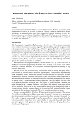 A Taxonomic Treatment of Tribe Lactuceae (Asteraceae) in Australia