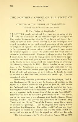 The Northern Origin of the Story of Troy, Attested by the Pitcher of Tragliatella