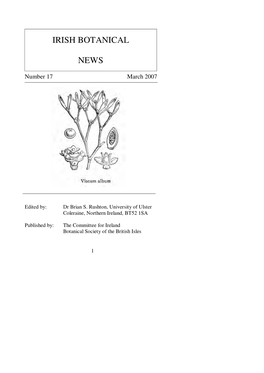 Irish Botanical News and Representative on BSBI Council (Retiring AGM 2009)