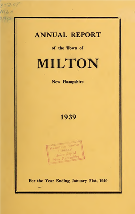 Annual Report of the Town of Milton, New Hampshire