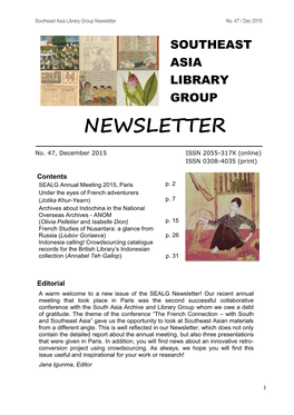 Southeast Asia Library Group Newsletter No