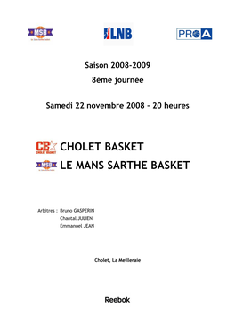 Cholet Basket Le Mans Sarthe Basket