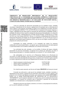 Propuesta De Resolución Provisional Albacete