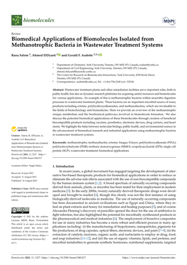 Biomedical Applications of Biomolecules Isolated from Methanotrophic Bacteria in Wastewater Treatment Systems