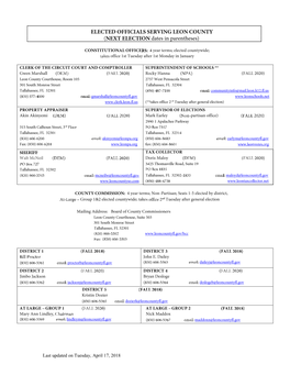 Elected Officials Serving Leon County