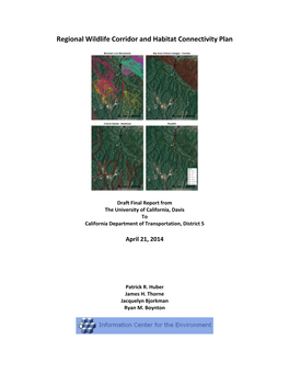 Regional Wildlife Corridor and Habitat Connectivity Plan